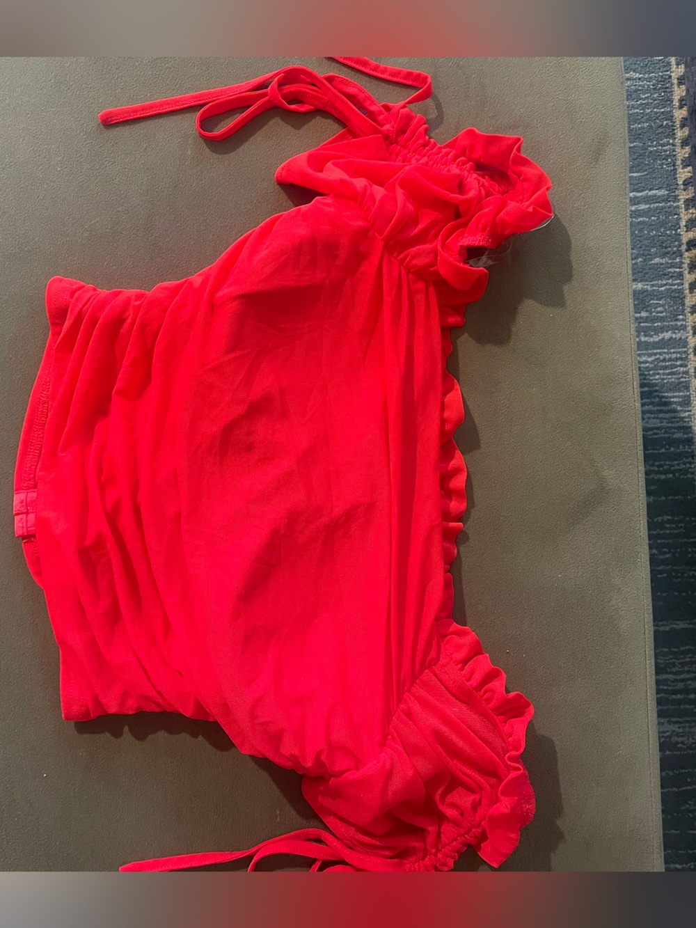 Windsor Red Off-Shoulder Ruched Crop Top - Picture 3 of 3